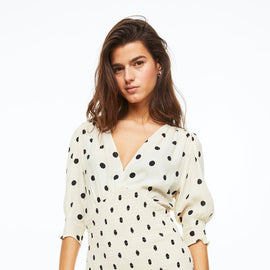 Puff-sleeved Smocked Dress