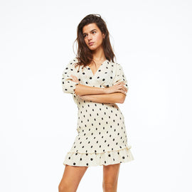 Puff-sleeved Smocked Dress