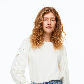 Sweatshirt with Eyelet Embroidery