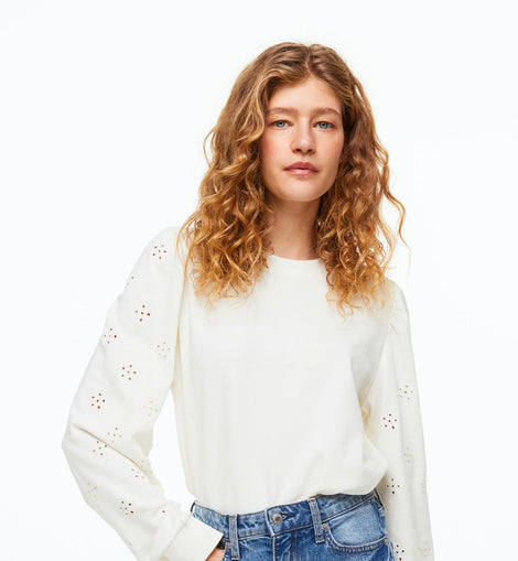 Sweatshirt with Eyelet Embroidery